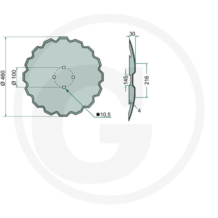 Eggeschijf getand, Ø: 460 x 4 mm - 22 tanden