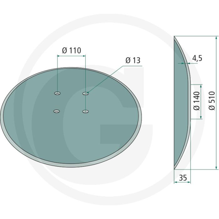 Eggeschijf glad, Ø: 510 x 4,5 mm - buiten-Ø: 510mm