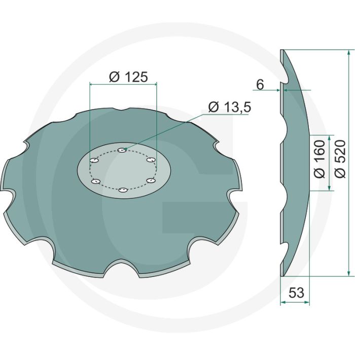 Eggeschijf getand, Ø: 520 x 6 mm - 10 tanden