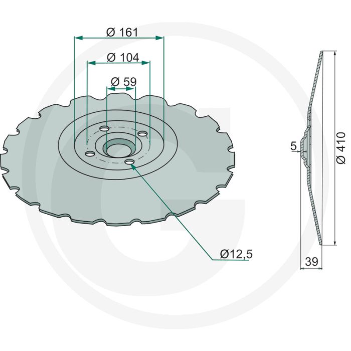 Eggeschijf fijn getand, Ø: 410 x 5 mm - 20 tanden