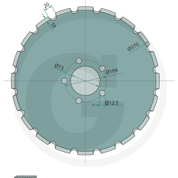 Fijngetande schijf 370 x 5 - 20 tanden