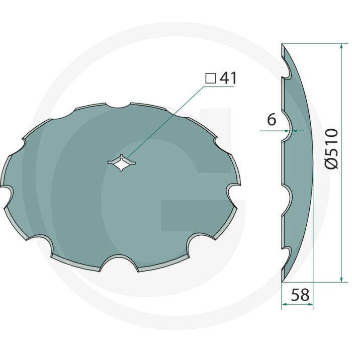 Eggeschijf getand, Ø: 560 x 6 mm - aantal tanden: 10