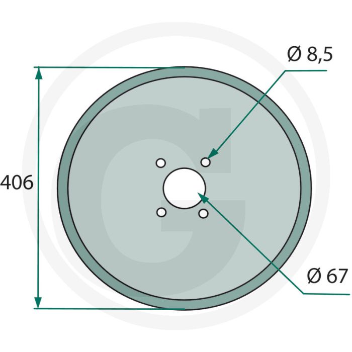 Zaaischijf nieuwe uitvoering met verzonken boring, Ø: 406 x 4 mm - buiten-Ø: 400mm