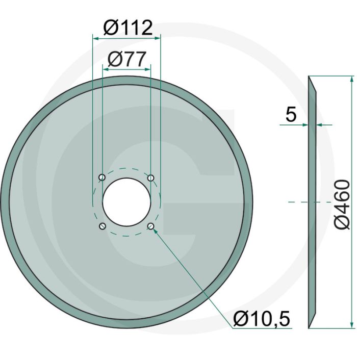 Schijfkouter glad, Ø: 460 x 5 mm - buiten-Ø: 460mm, dikte: 5mm