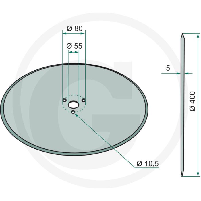 Disque de sel lisse, Ø : 400 x 5 mm - Ø extérieur : 400 mm