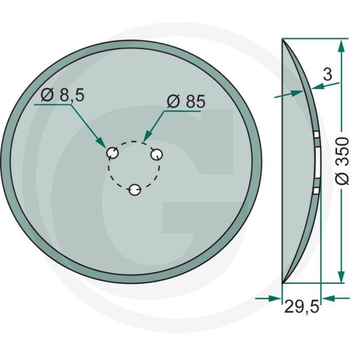Markeurschijf glad, Ø: 350 x 3 mm - buiten-Ø: 350mm