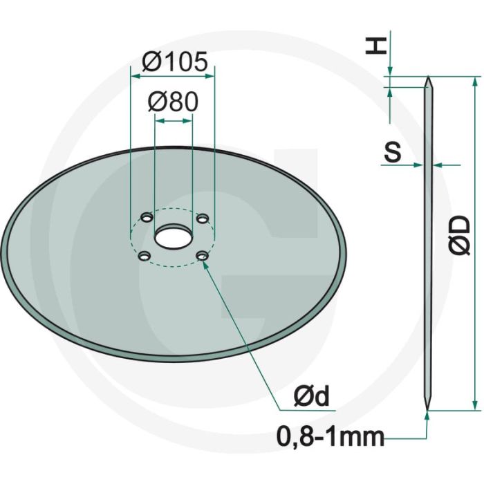 Schijfkouter glad, Ø: 520 x 6 mm - buiten-Ø: 520mm