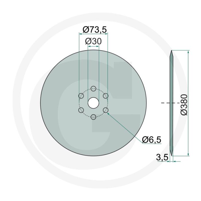 Schijfkouter glad - buiten-Ø: 380mm