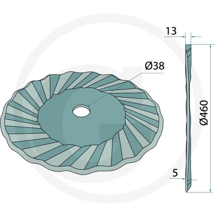 Schijfkouter 460 x 5 gegolfd - 460 x 5 mm dikte