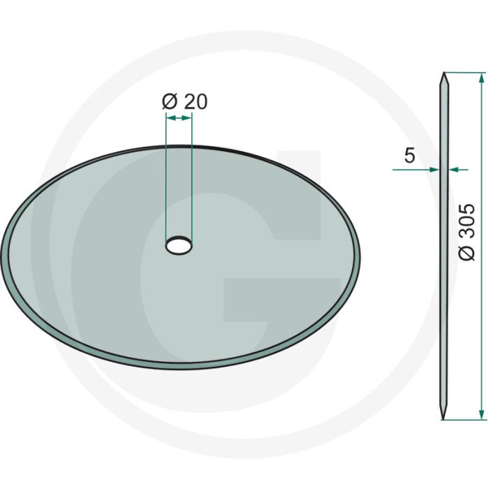 Zaaischijf Ø: 305 x 5 - dikte 5mm - buiten-Ø 305mm