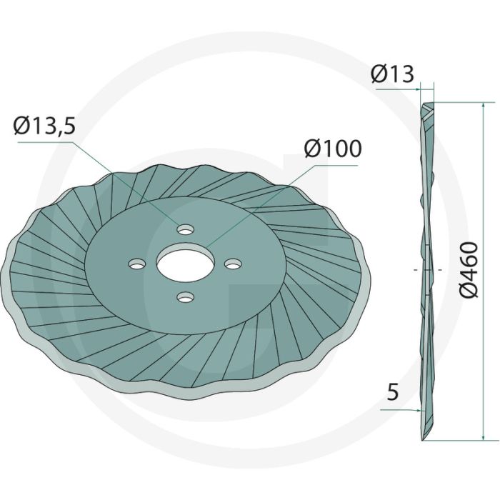 Schijfkouter 460mm gegolfd 4-gats 13,5mm - grondbewerking en zaaitechniek