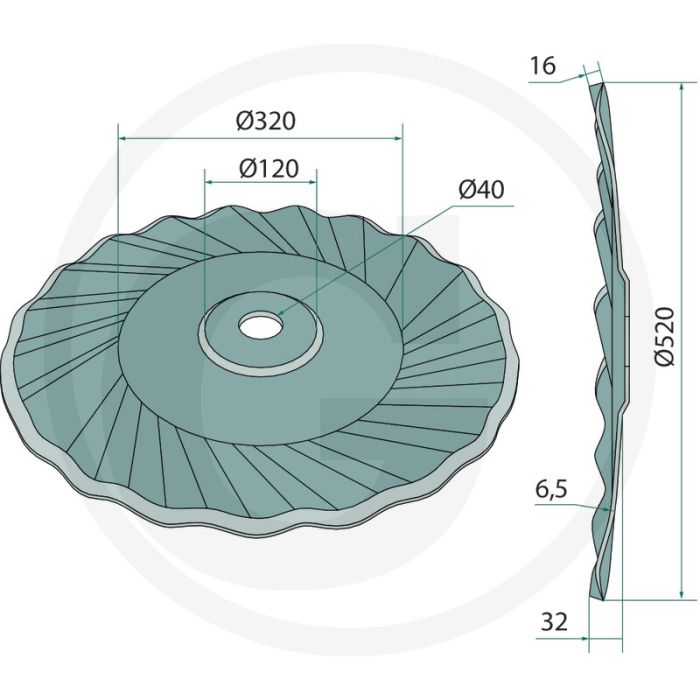 Tellerscheibe links - buiten-Ø: 520mm