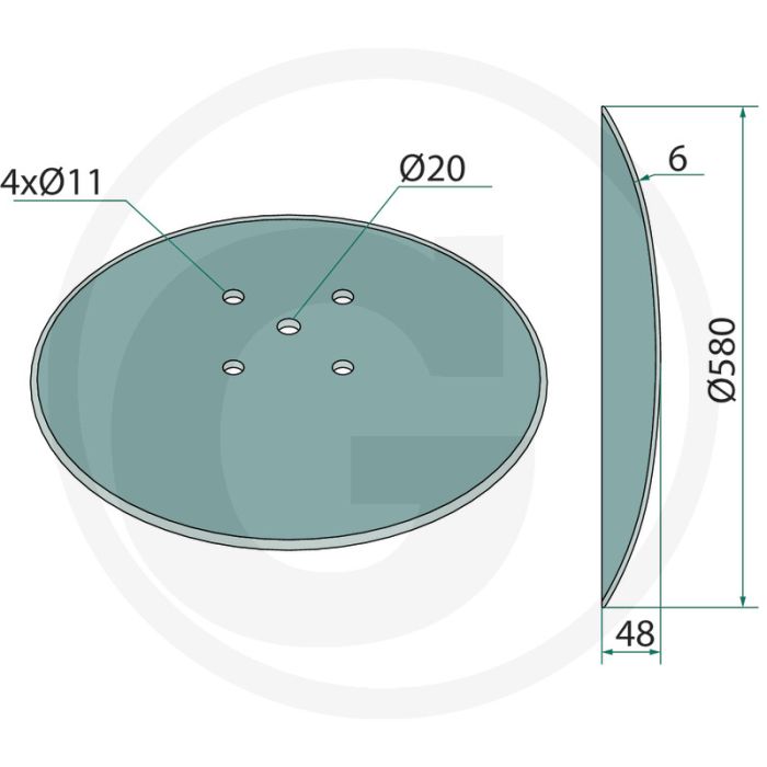 Scheibe - Ø 580mm x 6mm dikte - glatt uitvoering
