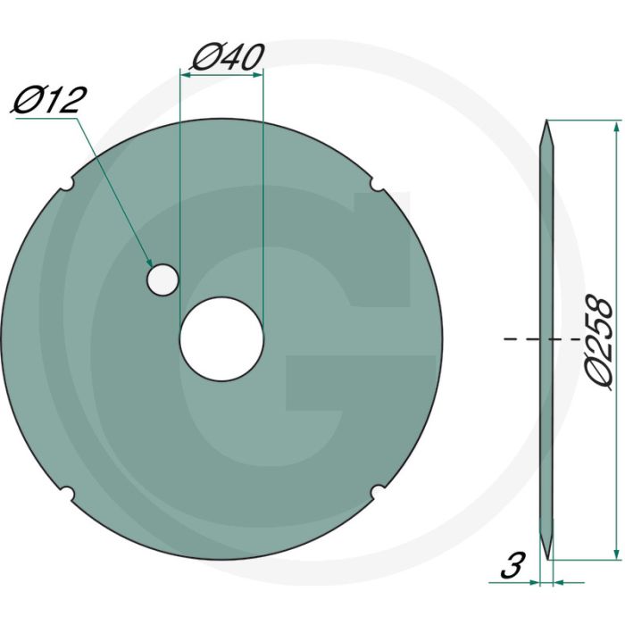Kverneland zaaischijf a4 binnen Ø: 40 mm buiten-Ø: 258 mm dikte: 3 mm - monopill s
