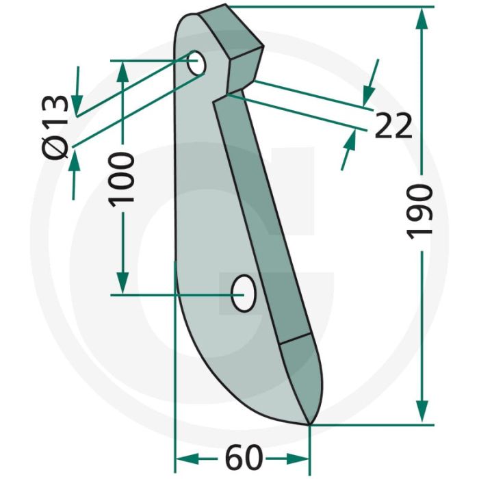 Kouterpunt ad03 22mm 60x190mm