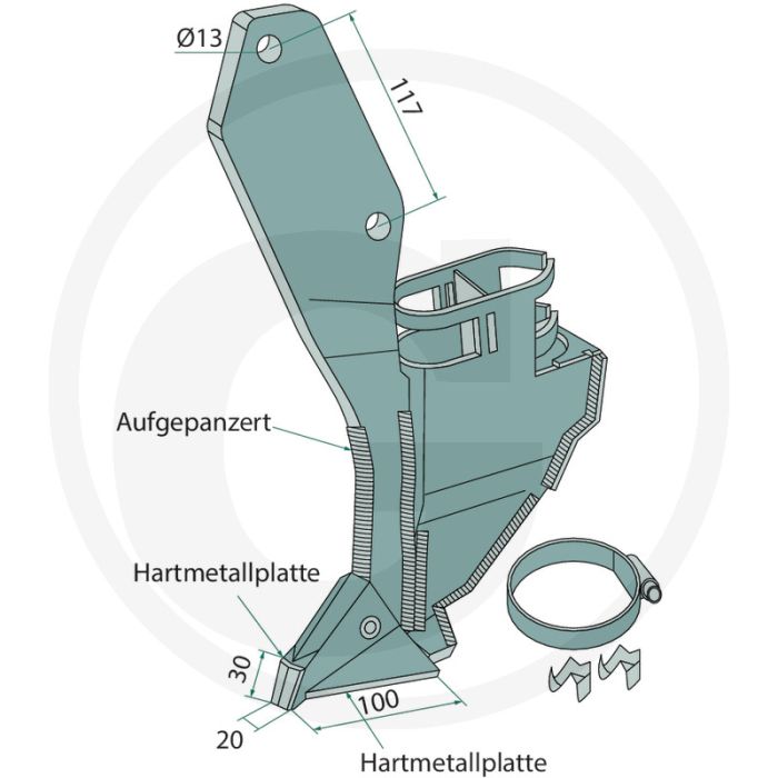 Zaaikouter, linker uitvoering granulaat - breedte 45 cm