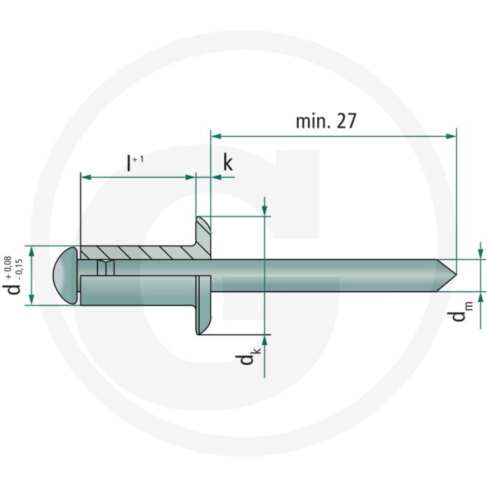Vpe 500 blindklinknagels met platte kop - type: sprinter - 6 x 16 mm