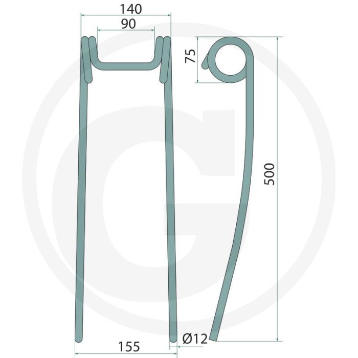 Eggetand vitu 12mm 500mm totale lengte grondbewerking en zaaitechniek