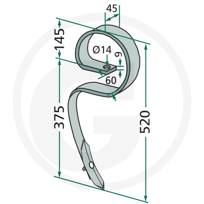 Tand "agrilla universeel" rapid 45 x 10 mm