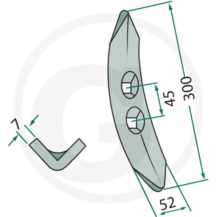 Beitel "ripper" - werkbreedte 52mm - grondbewerking en zaaitechniek
