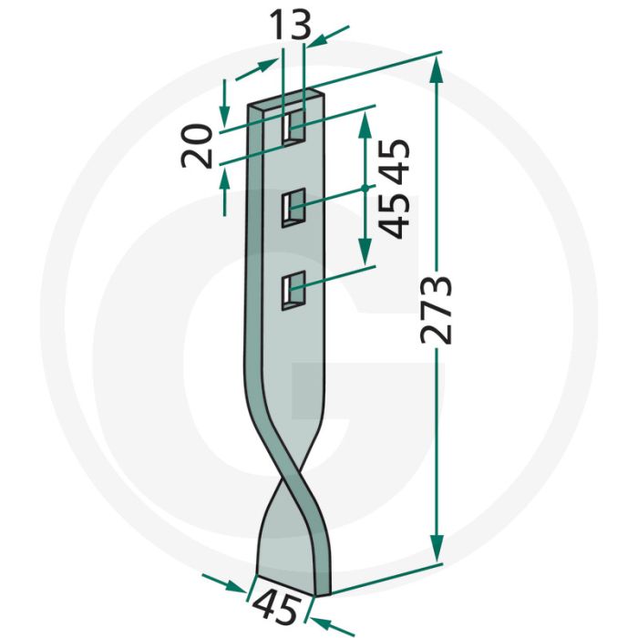 Slijtagehoek gedraaid - type: carrier drill, rapid 45mm werkbreedte