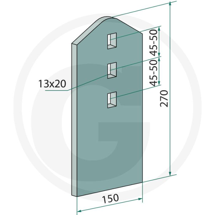 Heavy duty slijtagehoek links 150mm x 8mm x 270mm rapid