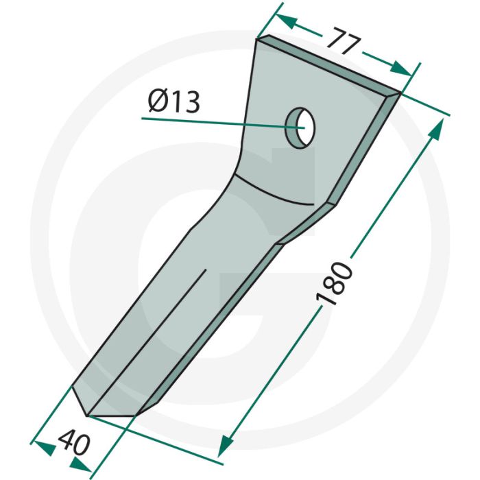 Veerband standaard - dikte 5mm, breedte 40mm, lengte 180mm, gat-Ø 13mm