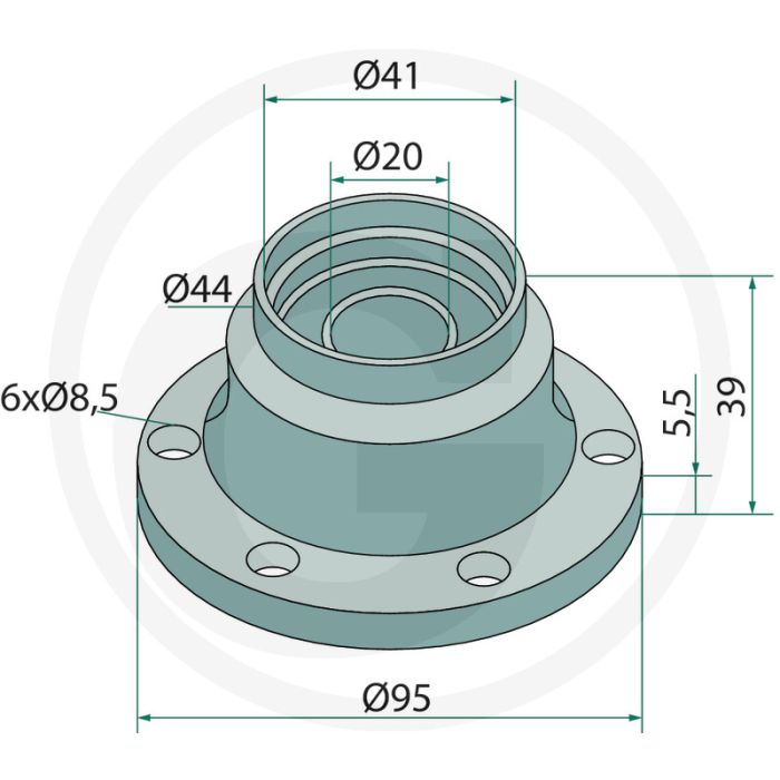 Lagers tempo r 6 gaten 95mm Ø 80m gatafstand