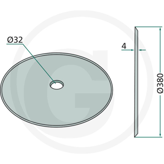 Schijfkouter glad, Ø: 380 x 4 mm - dikte: 4mm