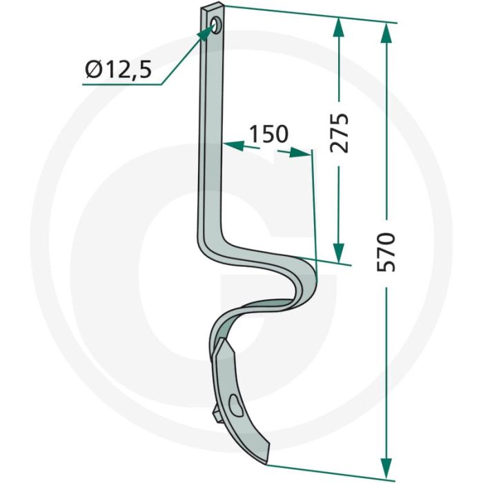 Tand compleet met beitel - vierkant 32 x 10 mm