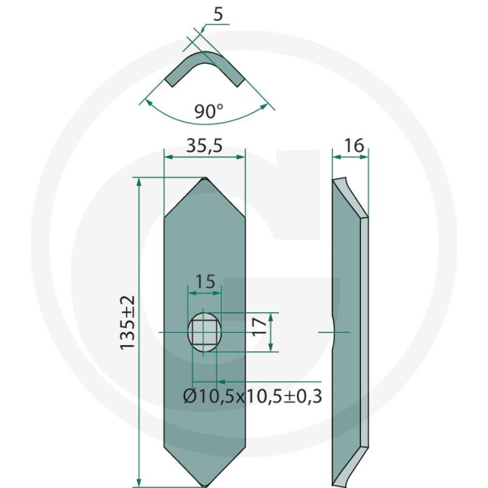 Beitel - afmetingen: 130 x 33 x 5 mm