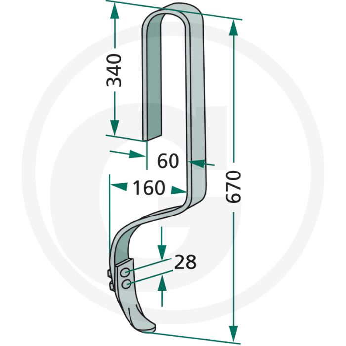 Dent complète avec ciseau - carré (mm) : 32 x 10