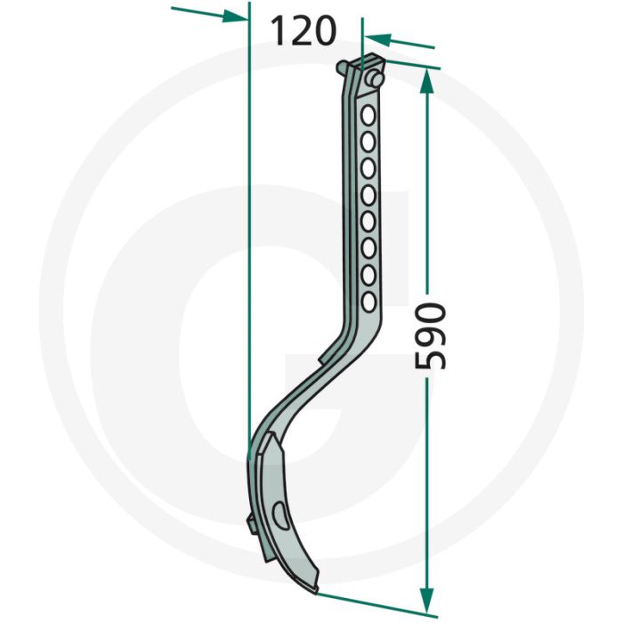 Tand met beitel - vierkant 32 x 10 mm, totale lengte 590 mm