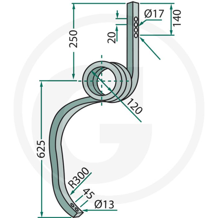 Sporenwissertand rechts 30 x 30 mm
