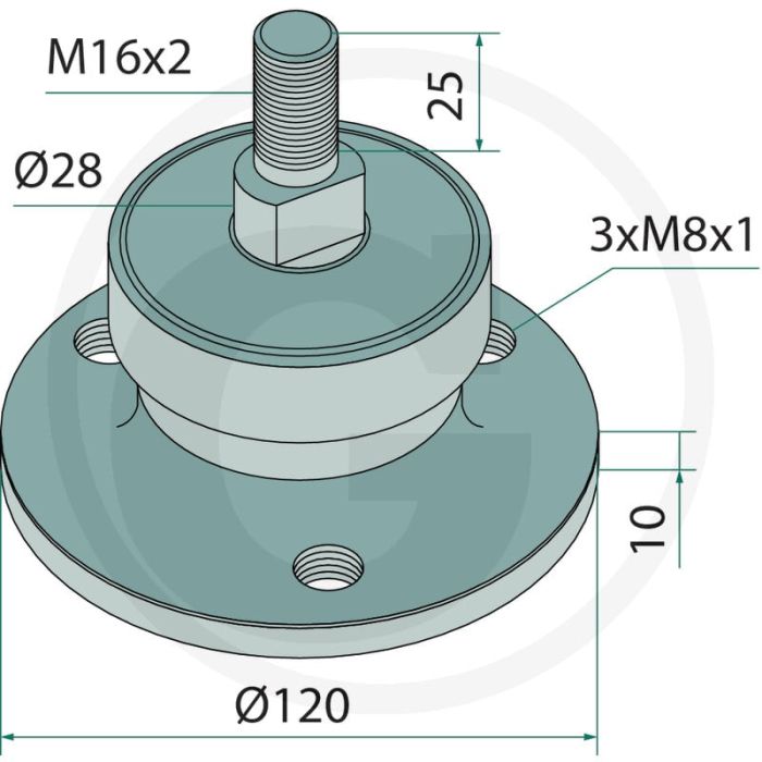 Lager met draad - buiten-Ø 120mm, m16 x 2