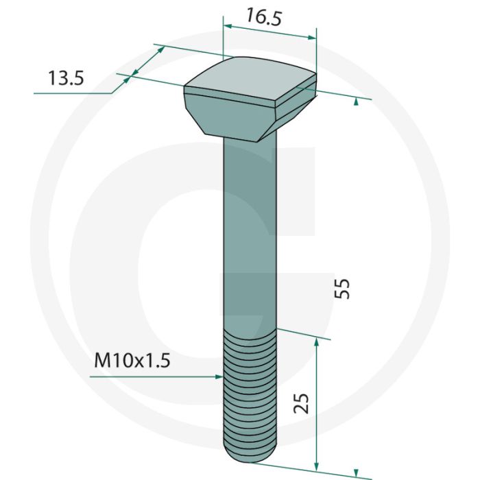 Boulons à tête marteau classe de qualité 10.9 - longueur 55mm - filetage m10x1.5