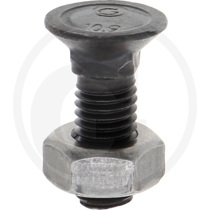Ploegbout m10x30 din 608 met moer - lengte 30mm