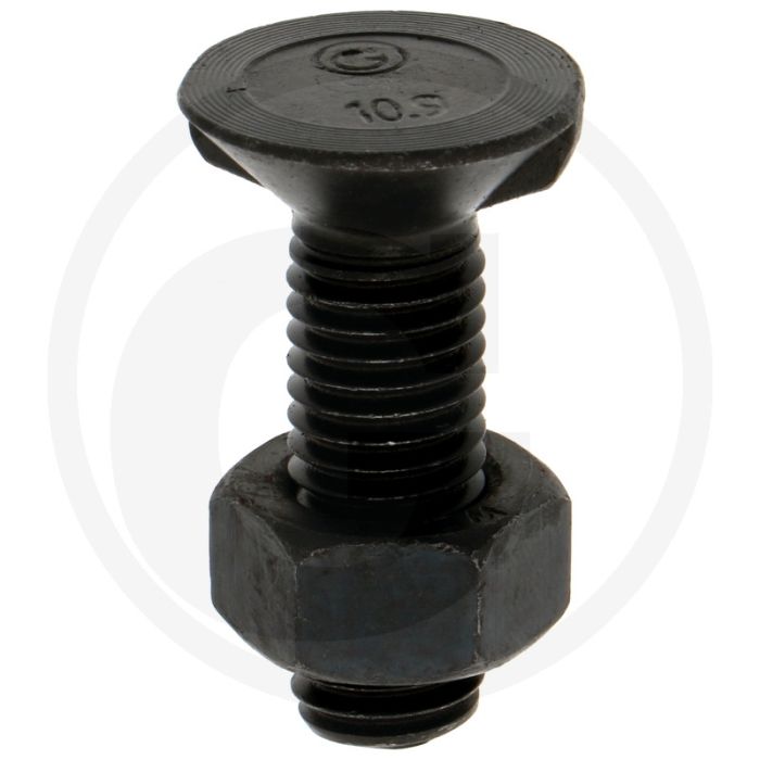 Ploegbout met moer kwaliteitsklasse: 10,9 l=40mm m12 x 1,75 din 11014 rond met 2 nokken