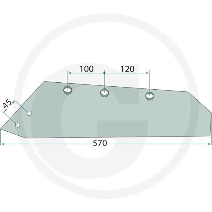 Schaarpunt links, zonder punt - passende bouten: 3x 1801235hu10