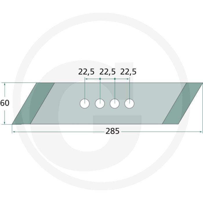 Frank schaarpunt links, (4-gaats) 60 x 250, gatafstand: 22,5 mm - passende bouten: 2 x 1801234kv