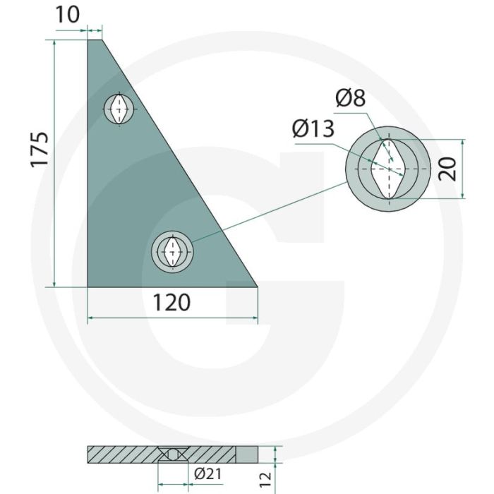 Inzetstuk rechts / links - passend voor lichaam wst430