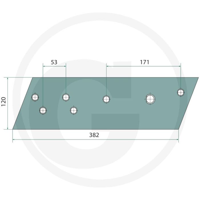 Zoolijzer inclusief bouten, links - breedte 120mm, lengte 382mm