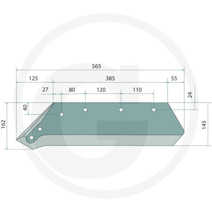 Schaar rechts, 14" - passend voor lichaam: nr. 1, 2, 3, 5 / 14"