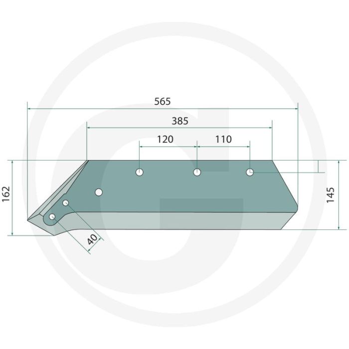 Schaarpunt 16" inclusief bouten - lengte 565mm