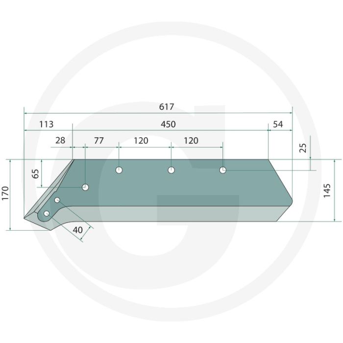 Schaar links, 18” - passend voor: kverneland, nr. 19, 20 / 18"