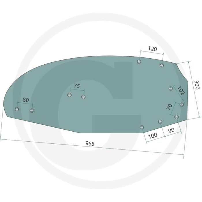 Rister-achterstuk rechts, 14" - 20" voor nr. 5 14" och 16"