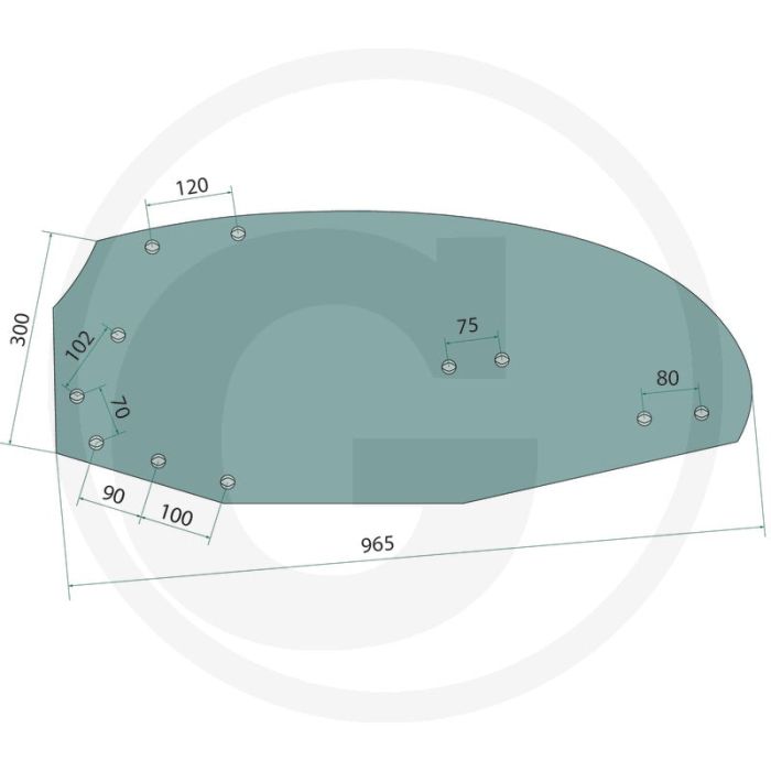Rister-achterstuk links, 14" - 20" - passend voor lichaam nr. 5 14" och 16"