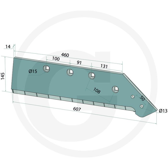 Heavy duty schaarpunt geschikt voor gresson rechts 16" - dikte: 16mm