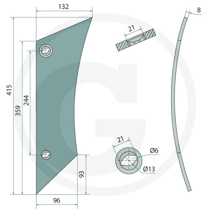 Rister-voorstuk links, 8-h8nm - passende bouten: 7 x 1801135gb