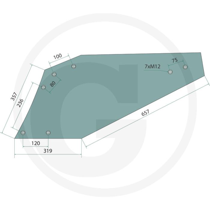 Rister-achterstuk links, c 16 s - passende bouten: 7 x 18012351410